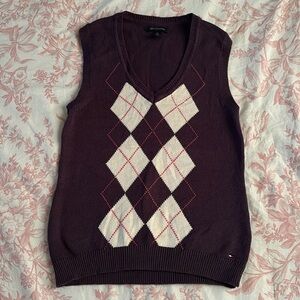 Tommy Hilfiger Purple Argyle Sleeveless Sweater Vest